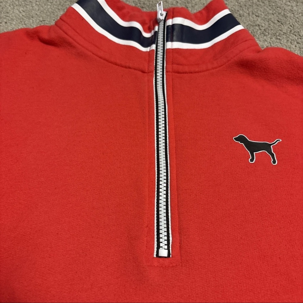 PINK Victoria's Secret Women’s M Red Quarter Zip Pullover Sweatshirt Sweater - Picture 4 of 11